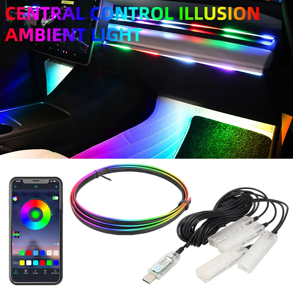 4 IN 1 6 IN 1 Symphony Car LED - огляд і ціна Led Ambient Interior Car Lights App Control