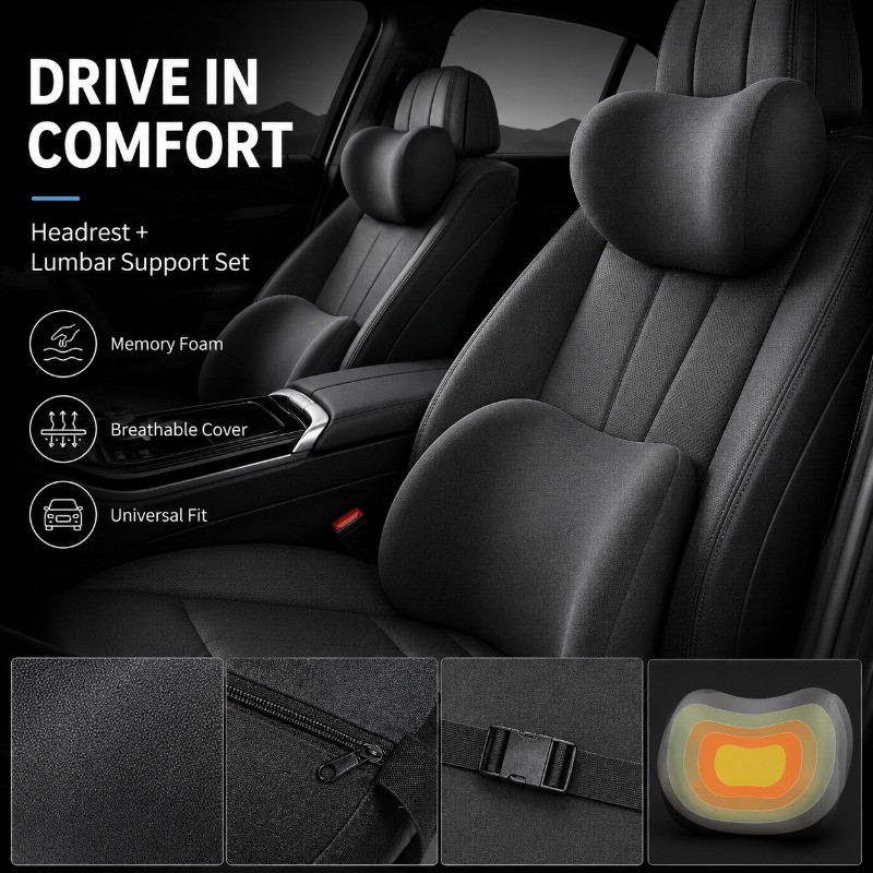 Car Headrest Neck Pillow and L - огляд і ціна Memory Foam Car Neck Pillow Lumbar Support