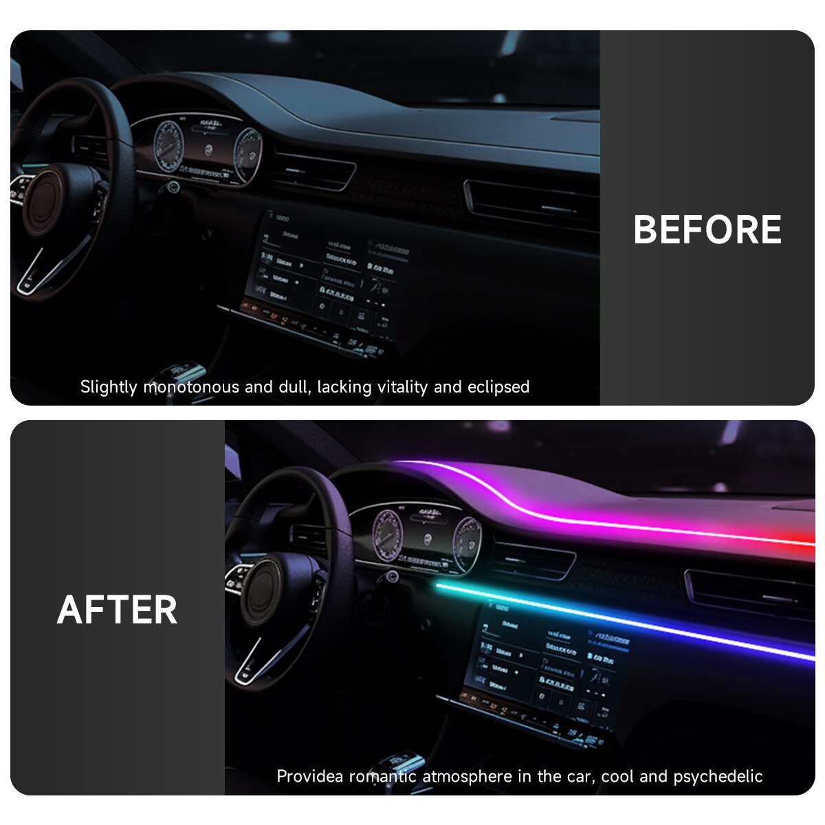 Car USB 64 Colors Acrylic Stri - огляд і ціна Led Ambient Interior Car Lights App Control