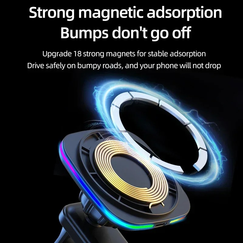 15W Magnetic Car Wireless Char - огляд і ціна Wireless Car Charger Mount Fast Charging