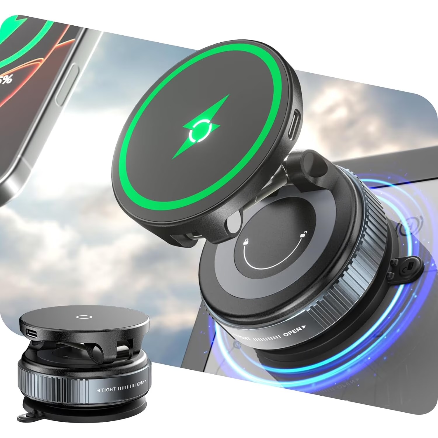 15W Wireless Fast Charger Car  - огляд і ціна Wireless Car Charger Mount Fast Charging