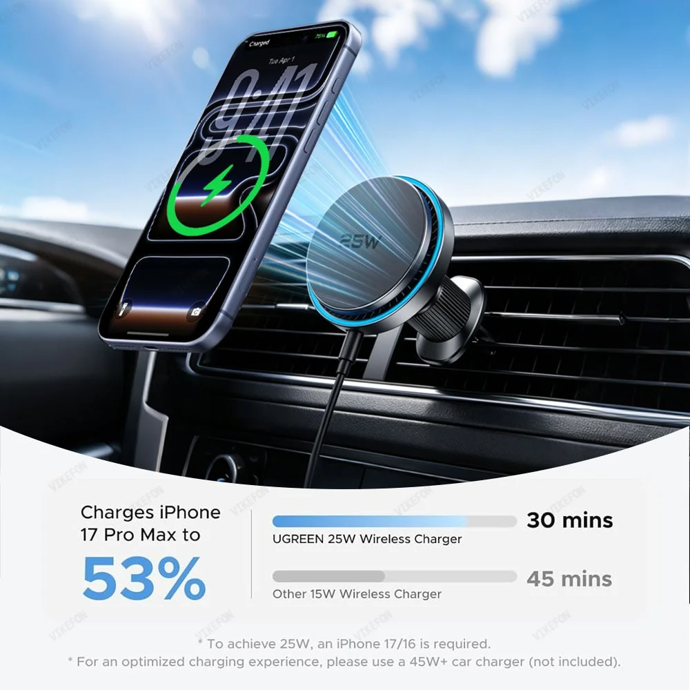 Car QI2 25W Magnetic Wireless  - огляд і ціна Magnetic Phone Holder For Car Vent