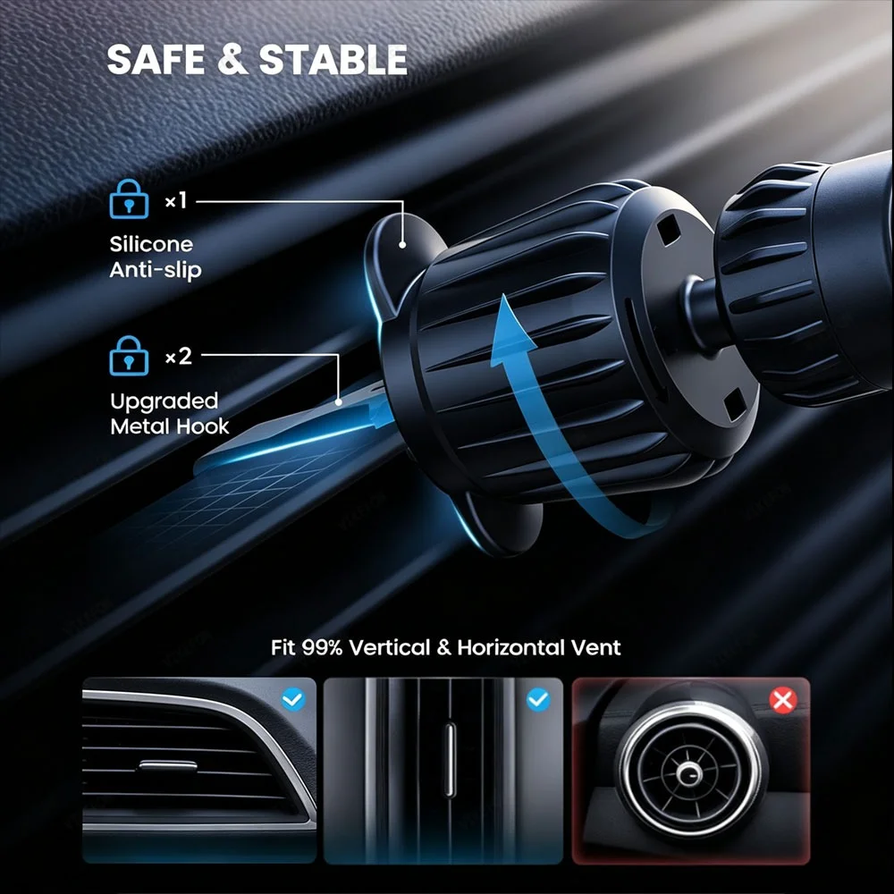 Car QI2 25W Magnetic Wireless  - огляд і ціна Magnetic Phone Holder For Car Vent
